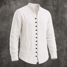 Men's Band Collar Casual Shirt in white, Relaxed Fit