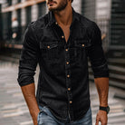 Men's Button-Up Shirt in black, Classic Rugged Style