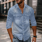 Men's Button-Up Shirt in blue, Classic Rugged Style
