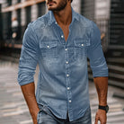 Men's Button-Up Shirt in denim blue, Classic Rugged Style