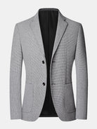 Men's Check Wool Blazer – Notched Lapels Regular Fit - Grey