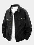 Men's Classic Cotton Denim Jacket – Regular Fit Button Front - Black
