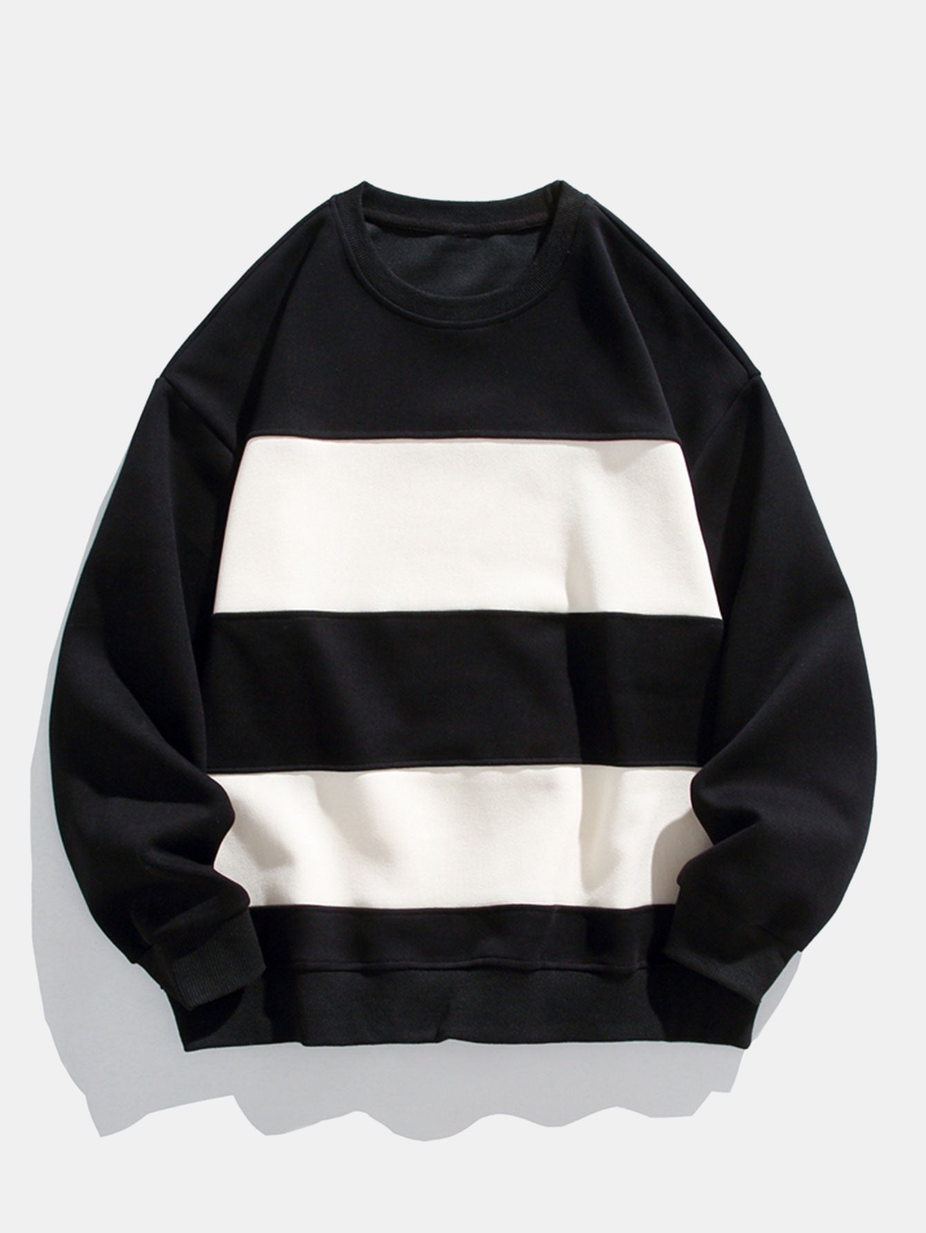 Men's Colour Block Crew Neck Sweatshirt – Relaxed Fit - Black