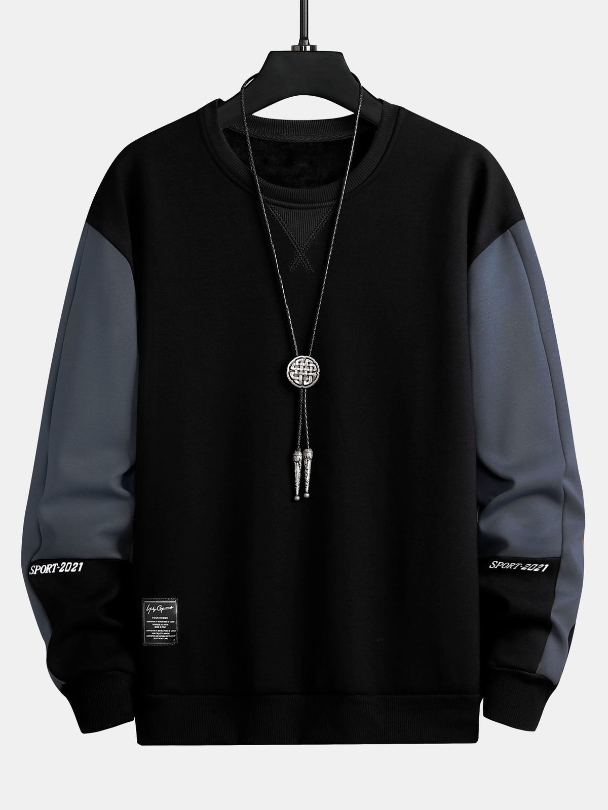 Men's Colour Block Crew Neck Sweatshirt – Relaxed Fit - Black