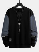 Men's Colour Block Crew Neck Sweatshirt – Relaxed Fit - Black