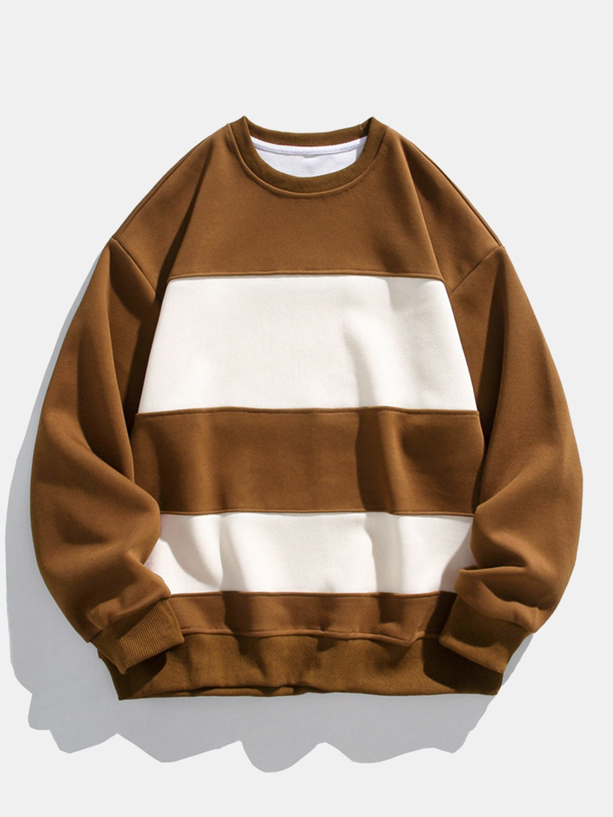 Men's Colour Block Crew Neck Sweatshirt – Relaxed Fit - Brown