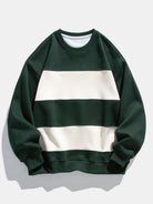 Men's Colour Block Crew Neck Sweatshirt – Relaxed Fit - Dark Green