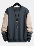 Men's Colour Block Crew Neck Sweatshirt – Relaxed Fit - Grey