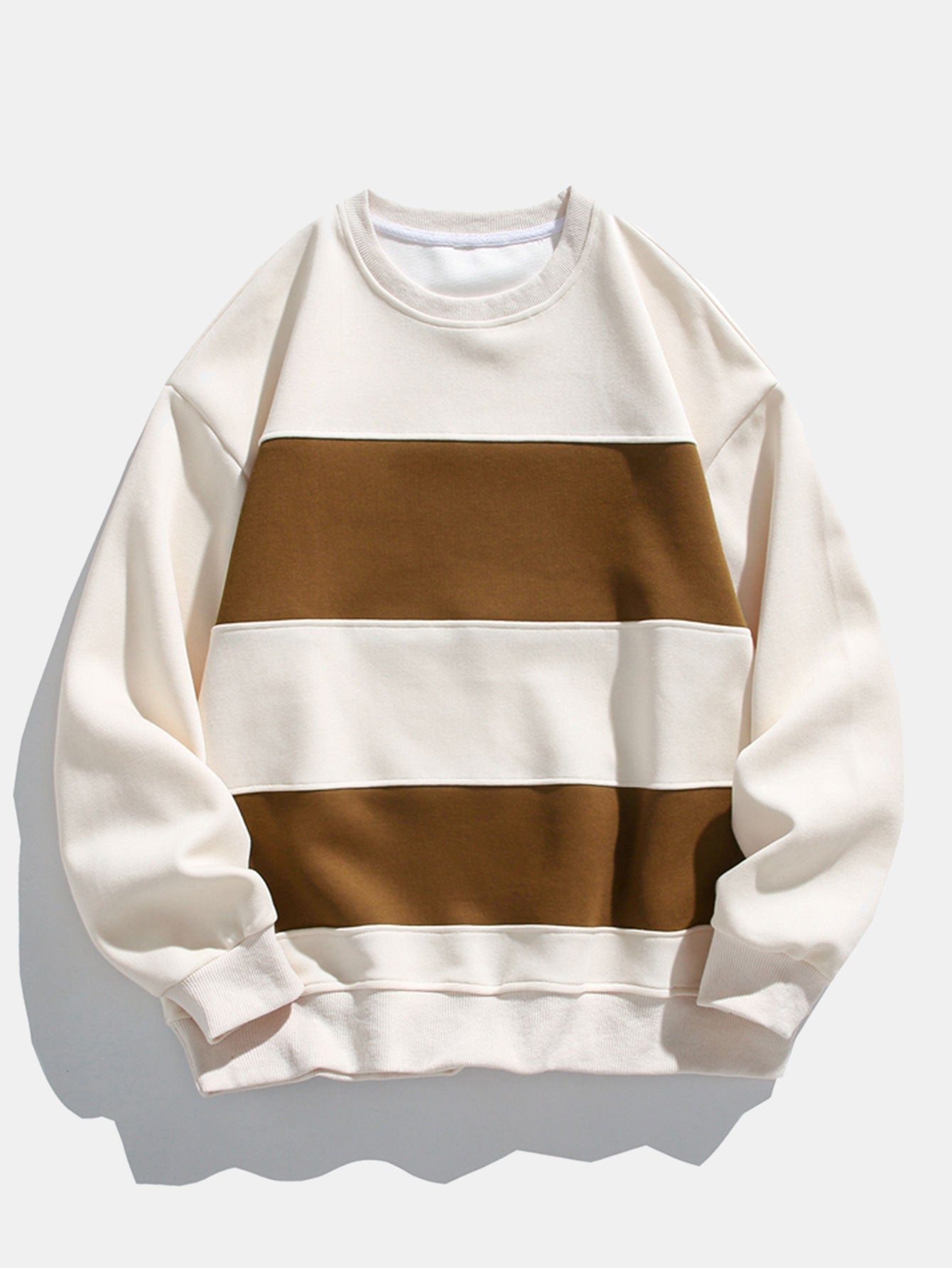 Men's Colour Block Crew Neck Sweatshirt – Relaxed Fit - Off White