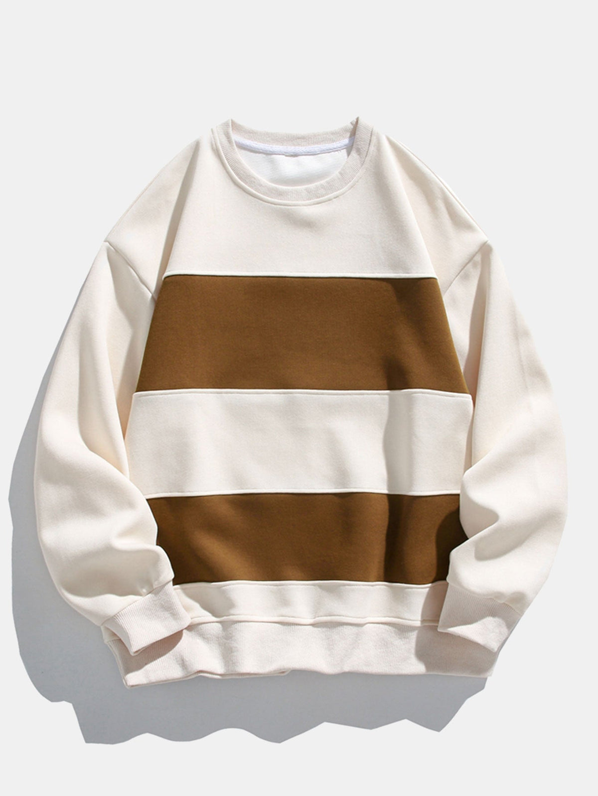 Men's Colour Block Crew Neck Sweatshirt – Relaxed Fit - Off White