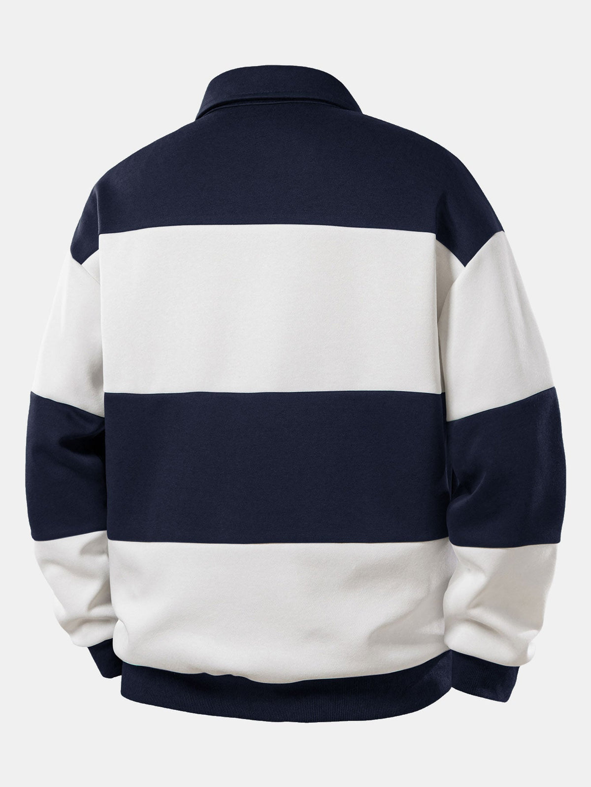 Men's Colour Block Polo Sweatshirt – Relaxed Fit Stripes