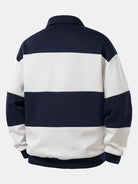 Men's Colour Block Polo Sweatshirt – Relaxed Fit Stripes