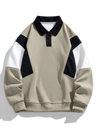 Men's Colour Block Polo Sweatshirt – Relaxed Fit - Taupe