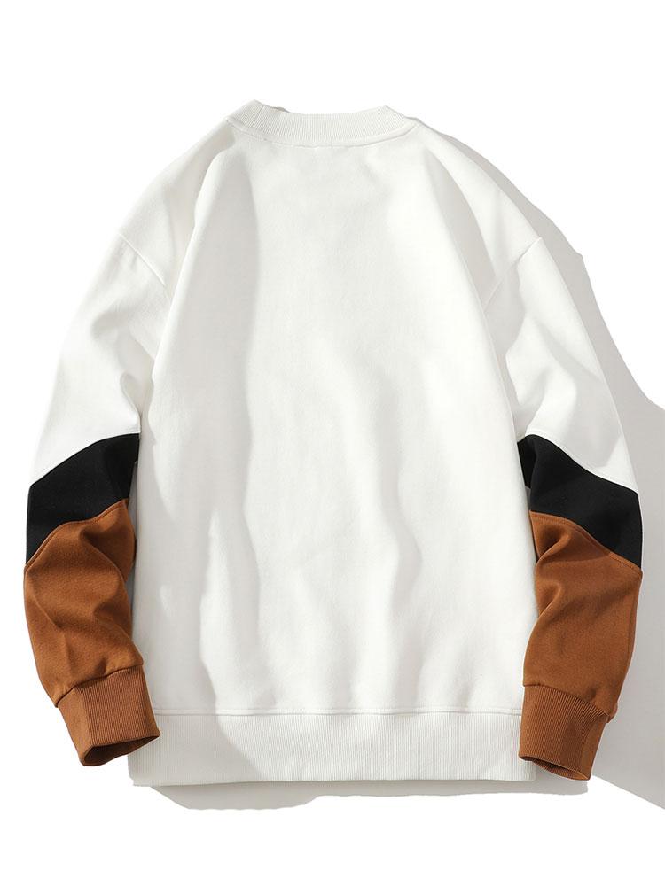 Men's Colourblock Crew Neck Sweatshirt – Relaxed Fit Casual Pullover