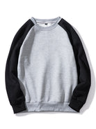Men's Colourblock Raglan Sweatshirt – Relaxed Fit Crew Neck - Black/Grey