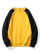 Men's Colourblock Raglan Sweatshirt – Relaxed Fit Crew Neck - Black/Yellow
