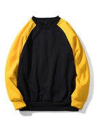 Men's Colourblock Raglan Sweatshirt – Relaxed Fit Crew Neck - Yellow/Black