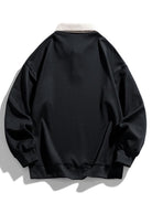 Men's Contrast Collar Polo Sweatshirt – Relaxed Fit Long Sleeve