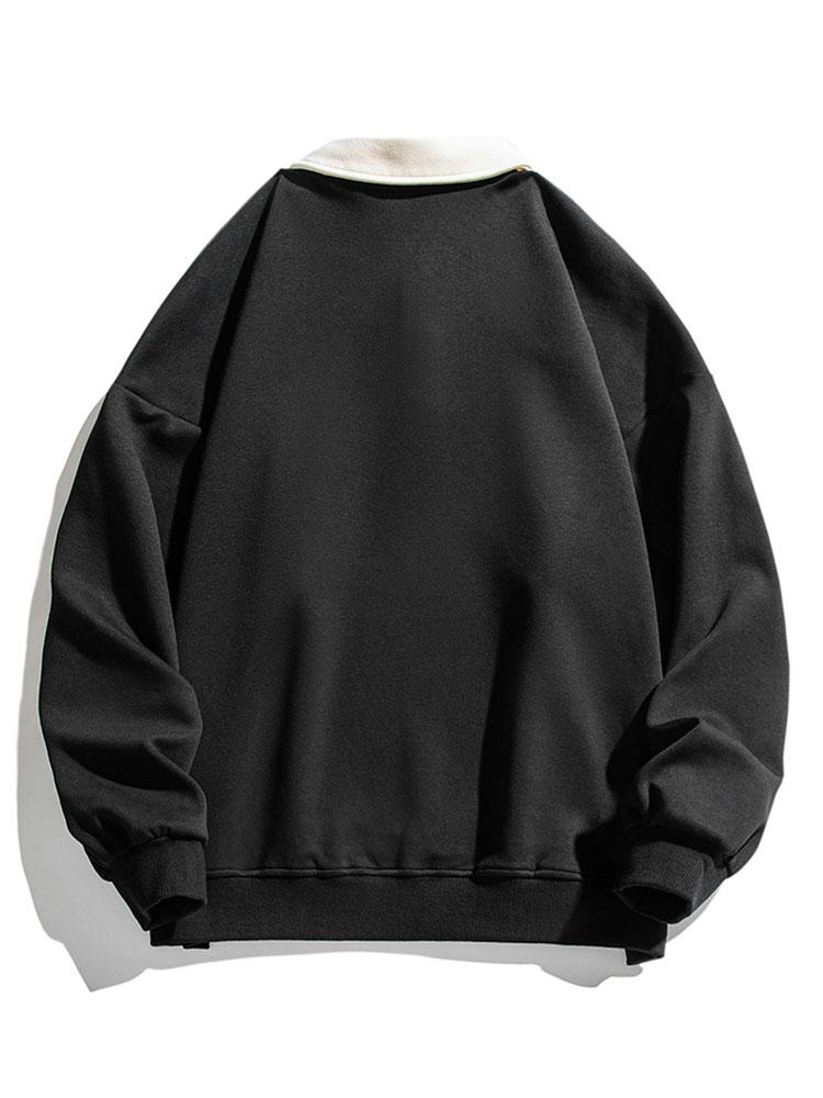 Men's Contrast Polo Collar Sweatshirt – Relaxed Fit