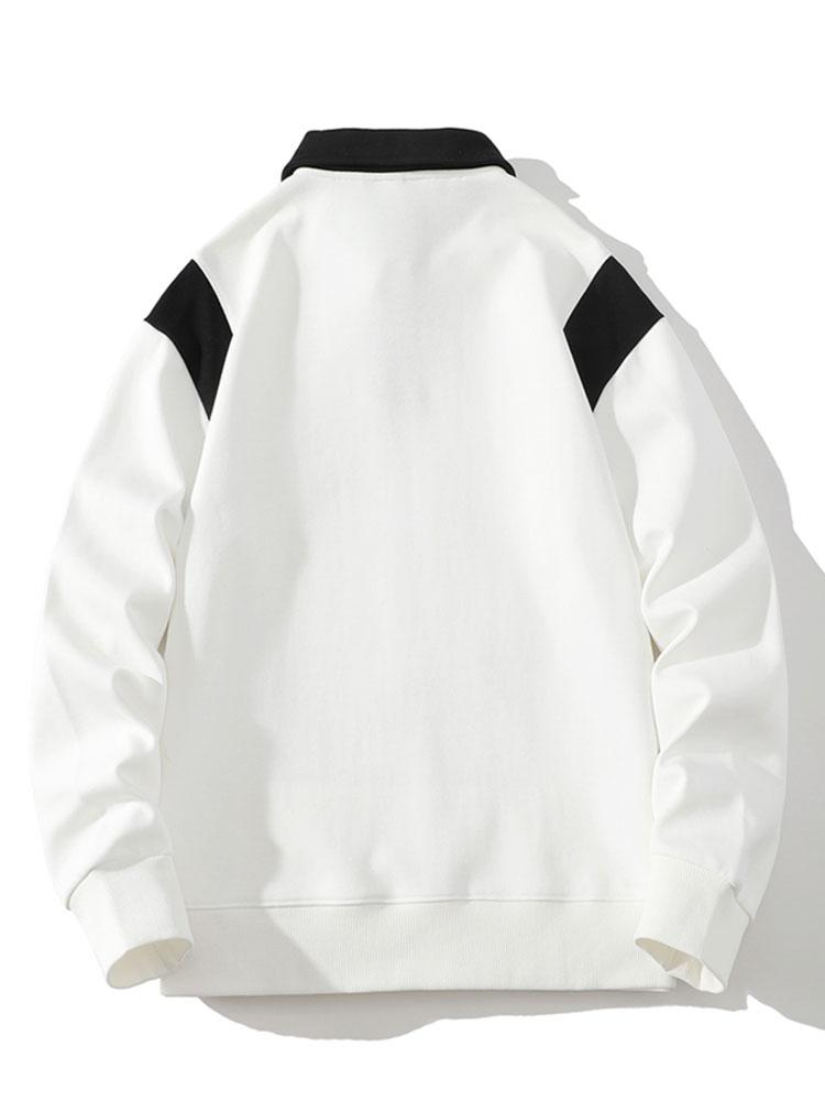 Men's Contrast Polo Collar Sweatshirt – Relaxed Fit