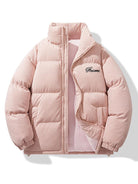 Men's Corduroy Puffer Jacket in light pink, Padded Winter Coat
