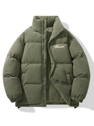 Men's Corduroy Puffer Jacket in olive green, Padded Winter Coat