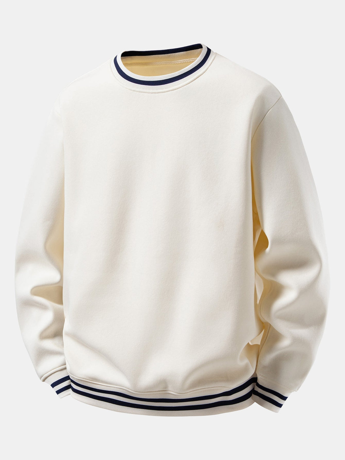Men's Cotton Blend Crew Neck Sweatshirt in beige, Relaxed Fit