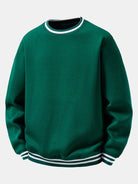 Men's Cotton Blend Crew Neck Sweatshirt in dark green, Relaxed Fit