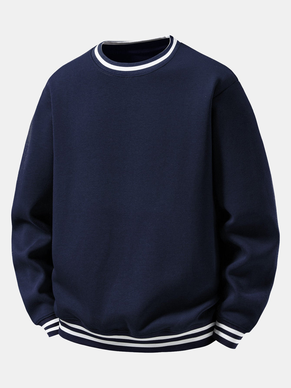 Men's Cotton Blend Crew Neck Sweatshirt in navy, Relaxed Fit