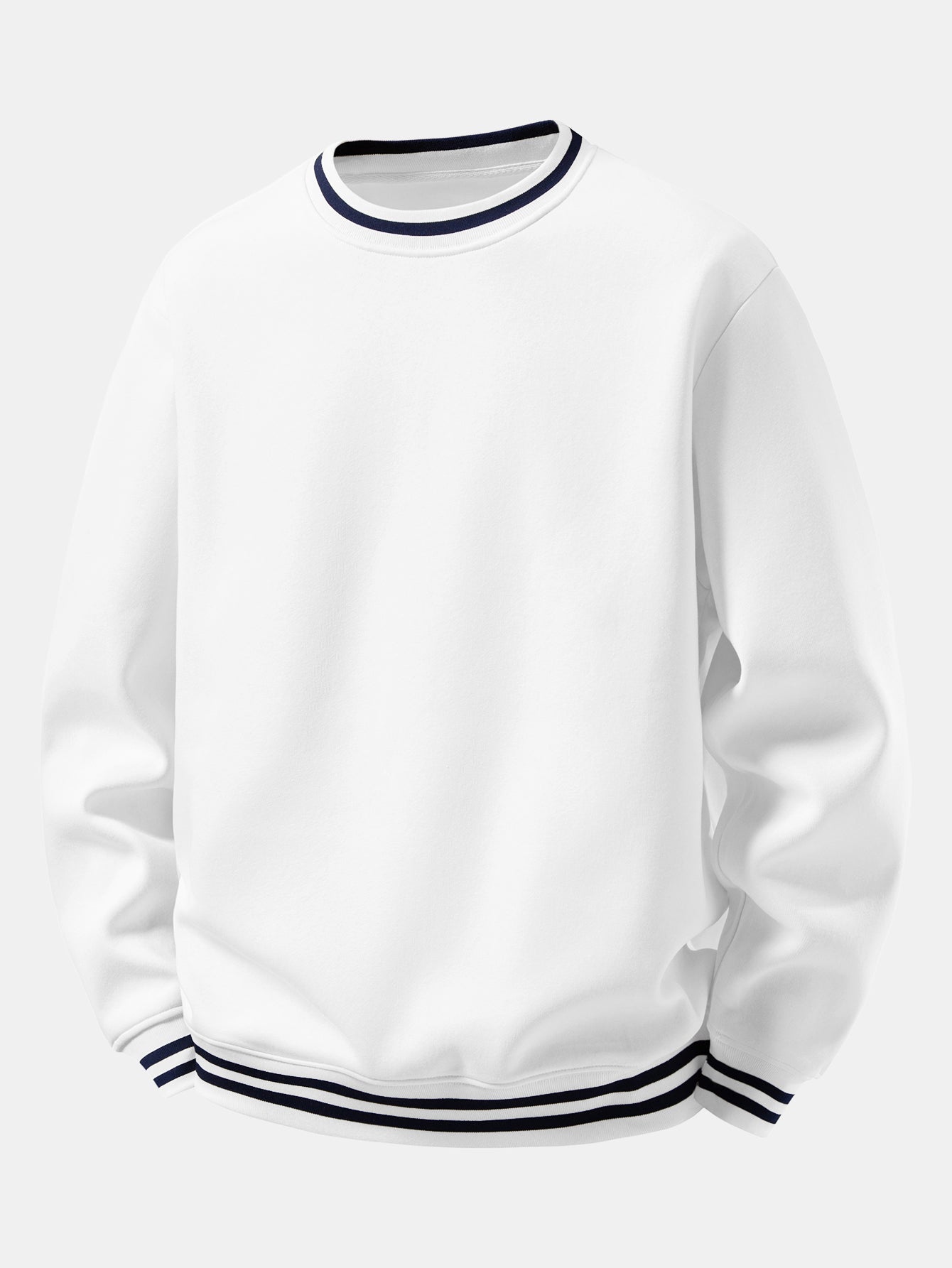 Men's Cotton Blend Crew Neck Sweatshirt in white, Relaxed Fit