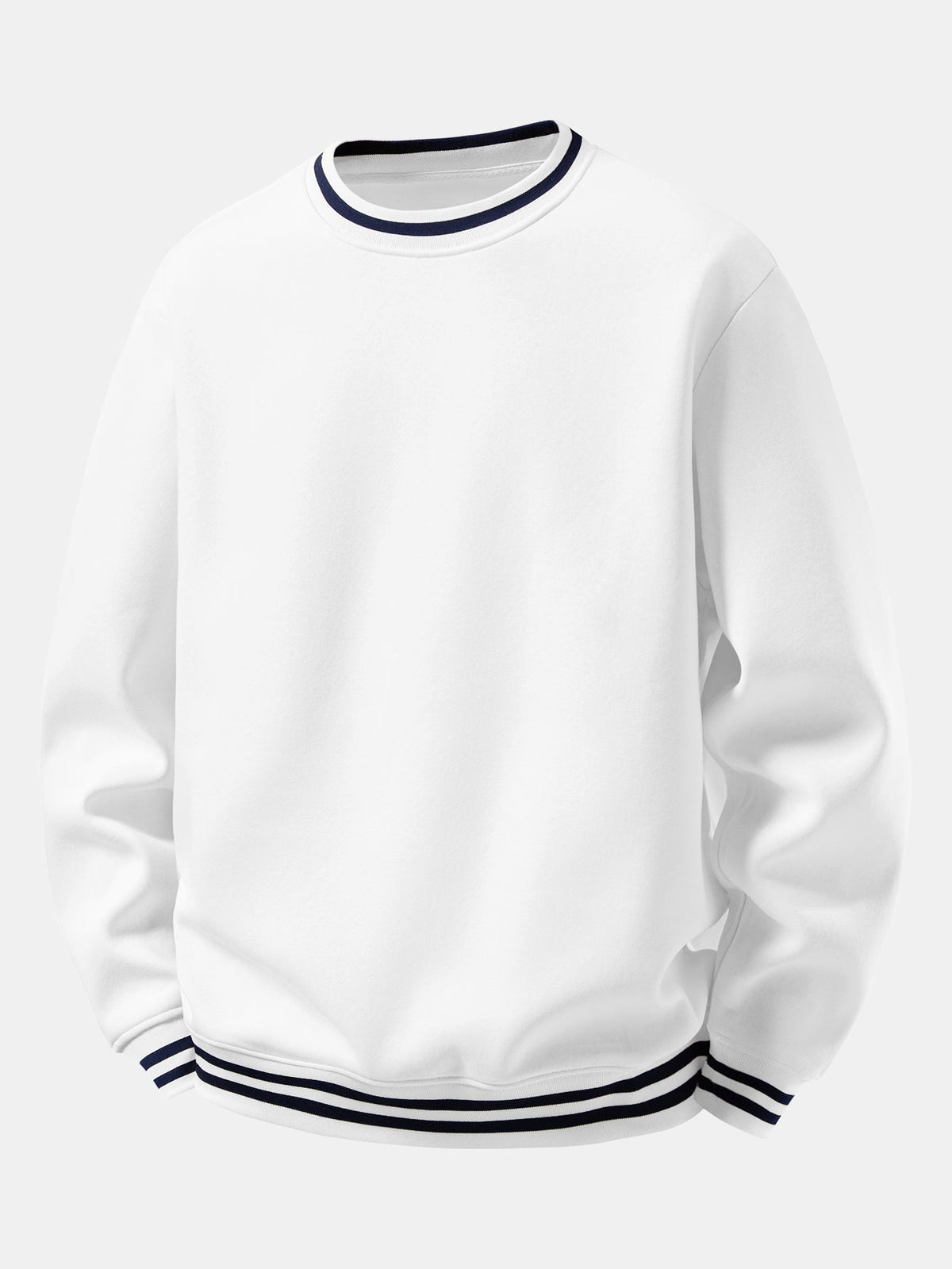 Men's Cotton Blend Crew Neck Sweatshirt in white, Relaxed Fit