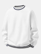 Men's Cotton Blend Crew Neck Sweatshirt in white, Relaxed Fit