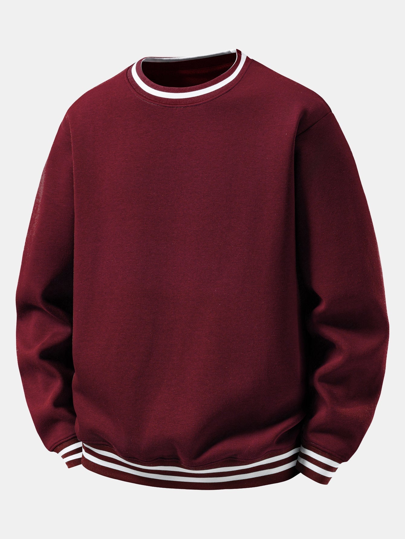 Men's Cotton Blend Crew Neck Sweatshirt in wine red, Relaxed Fit