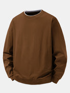 Men's Cotton Blend Layered Crew Neck Sweatshirt – Regular Fit - Dark Brown