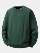 Men's Cotton Blend Layered Crew Neck Sweatshirt – Regular Fit - Dark Green