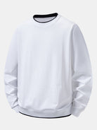 Men's Cotton Blend Layered Crew Neck Sweatshirt – Regular Fit - White