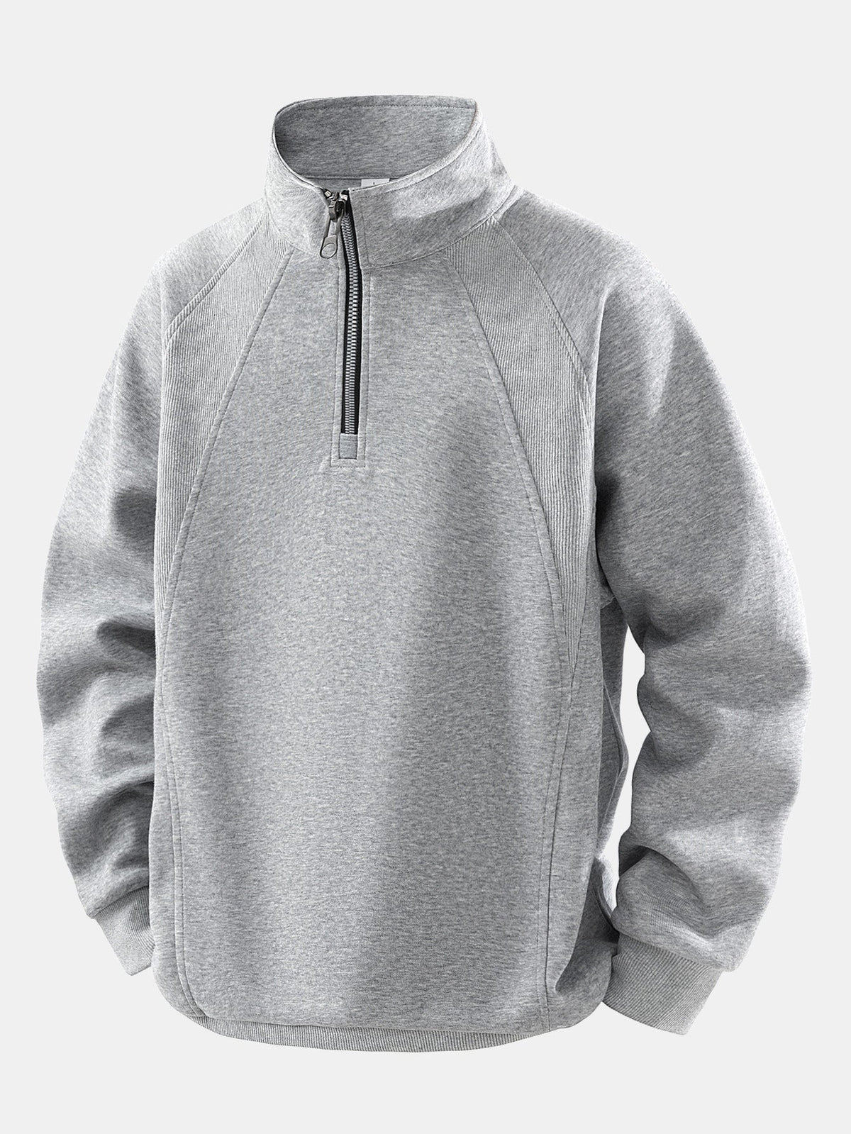 Men's Cotton Blend Quarter Zip Sweatshirt – Relaxed Fit Casual - Grey
