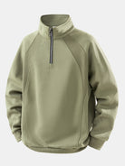 Men's Cotton Blend Quarter Zip Sweatshirt – Relaxed Fit Casual - Olive Green