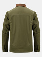 Men's Cotton Zip-Up Jacket with Corduroy Collar – Regular Fit