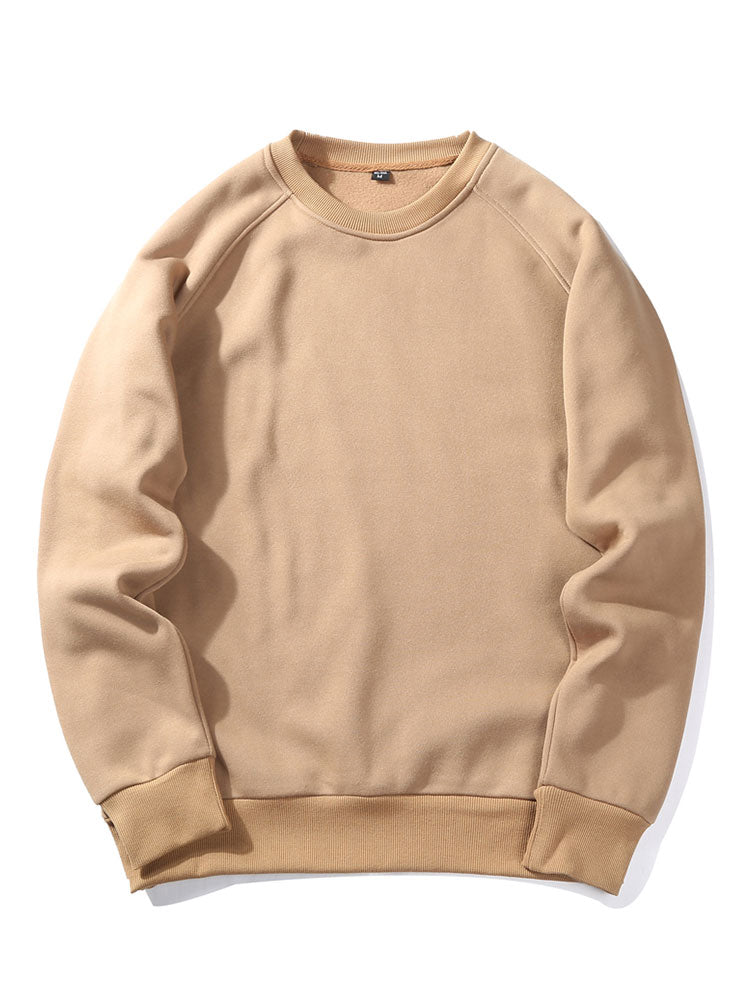 Men's Crew Neck Sweatshirt – Relaxed Fit Raglan Sleeves - Beige