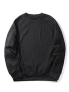 Men's Crew Neck Sweatshirt – Relaxed Fit Raglan Sleeves - Black