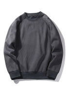 Men's Crew Neck Sweatshirt – Relaxed Fit Raglan Sleeves - Grey