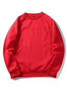 Men's Crew Neck Sweatshirt – Relaxed Fit Raglan Sleeves - Red