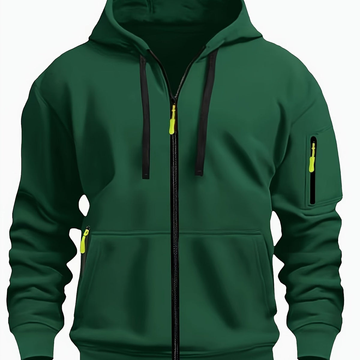 Men's Everyday Zip-Up Hoodie in dark green, Relaxed Fit