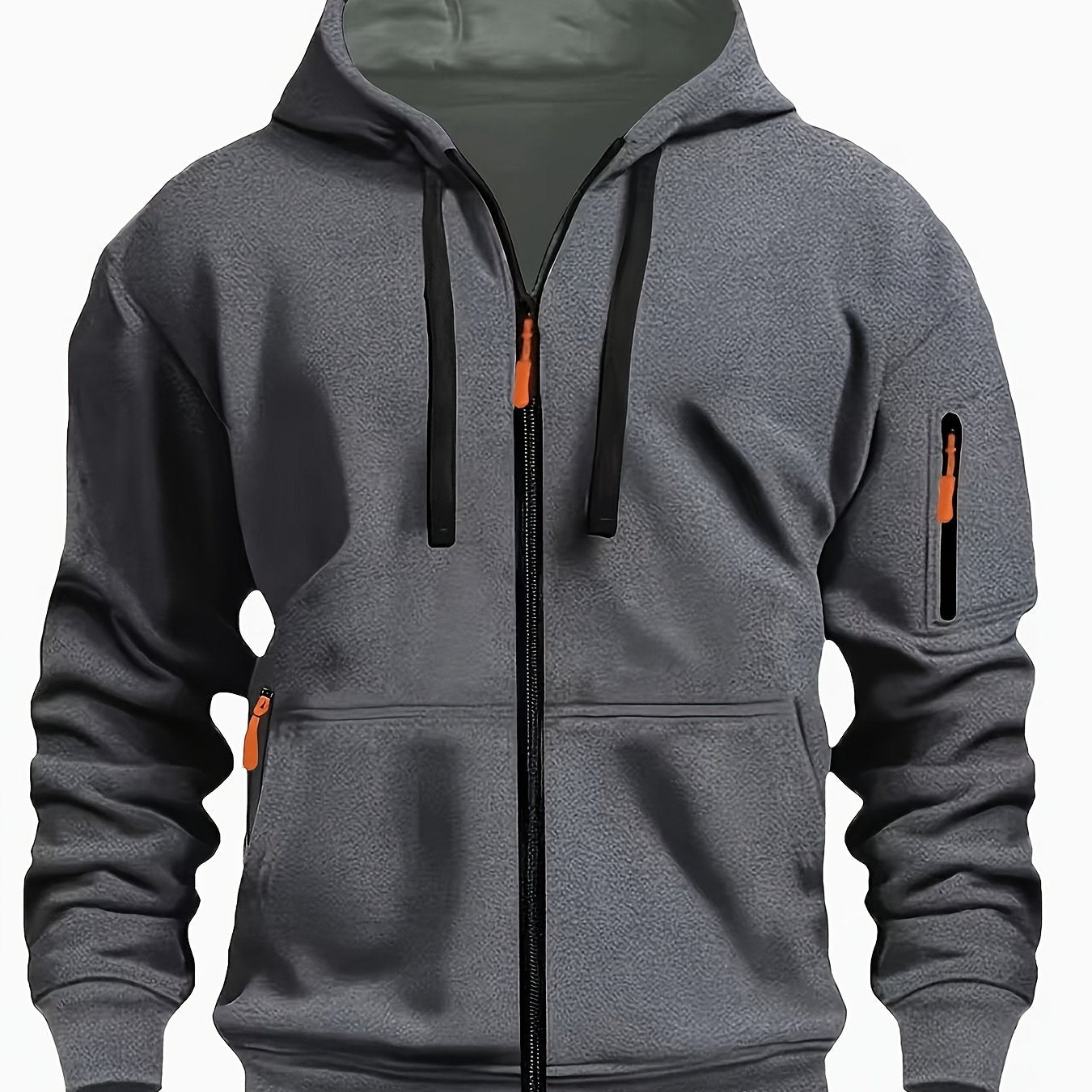 Men's Everyday Zip-Up Hoodie in dark grey, Relaxed Fit