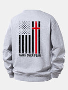 Men's Faith Over Fear Slogan Print Sweatshirt – Relaxed Fit Crew Neck - Grey