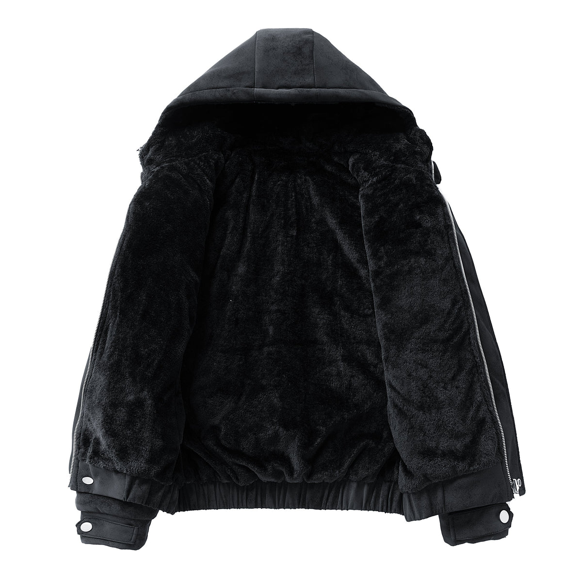 Men's Faux Suede Hooded Winter Jacket – Relaxed Fit Teddy Fleece Linin