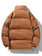 Men's Faux Suede Puffer Jacket – High Funnel Neck Winter Coat