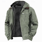 Men's Fleece-Lined Hooded Jacket in army green, Warm Everyday Comfort