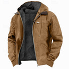 Men's Fleece-Lined Hooded Jacket in brown, Warm Everyday Comfort